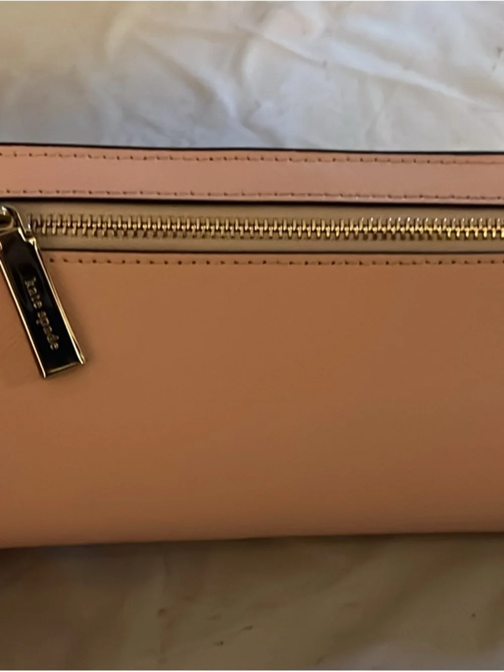 kate spade Pale Pink Saffiano Leather Wallet with Silver Logo